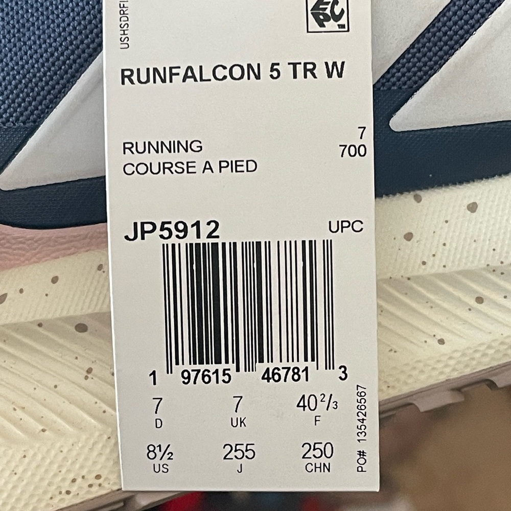 NIB NWT ADIDAS WOMENS RUNFALCON 5.0 TRAILRUNNING CLOUDFOAM WATER REPELLENT SZ8.5 - Picture 14 of 14